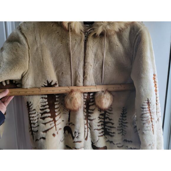 Northern Lifestyle Womens S Deer Forest Satin Lined Faux Fur Hood Vintage Jacket - Picture 13 of 16